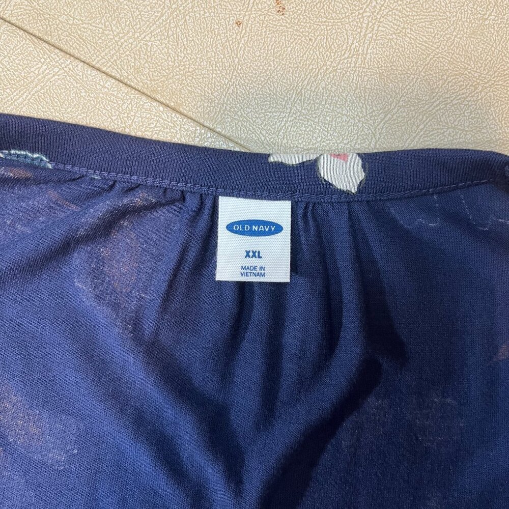 Old Navy XXL Floral Blouse Dark Blue - Picture 3 of 8